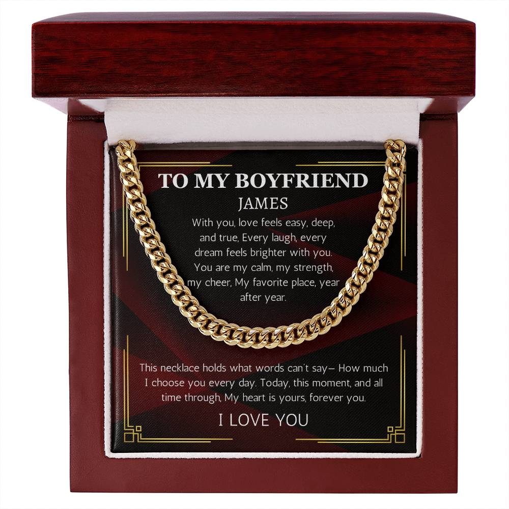 Boyfriend Cuban Chain Necklace, Birthday Necklace For Boyfriend, Boyfriend Necklace, Valentines Day, 1 year anniversary gift for boyfriend