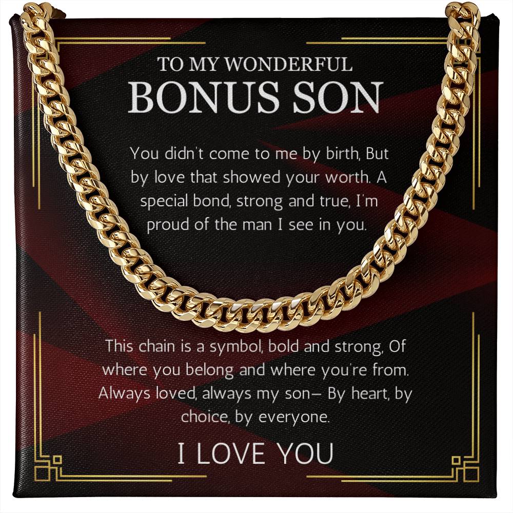 Bonus Son Gift, Birthday Gift For Bonus Son, Cuban Chain Stepson Birthday Gift, Graduation, Christmas Gift, Stepchild Gift, Step Kid Gift
