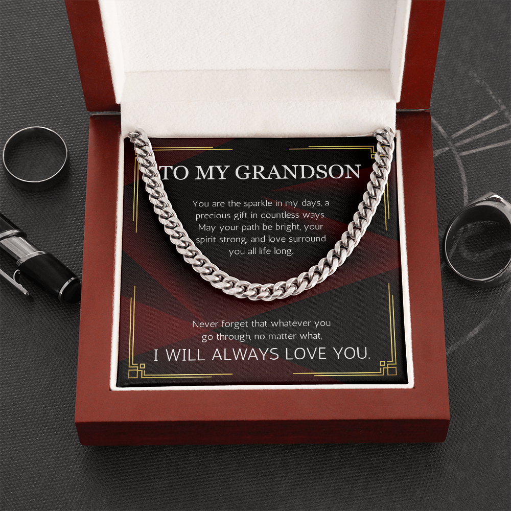 Grandson Gift Necklace Cuban Chain for Grandson From Grandma Grandpa Nana Graduation Birthday Christmas Gift From Grandfather Grandmother