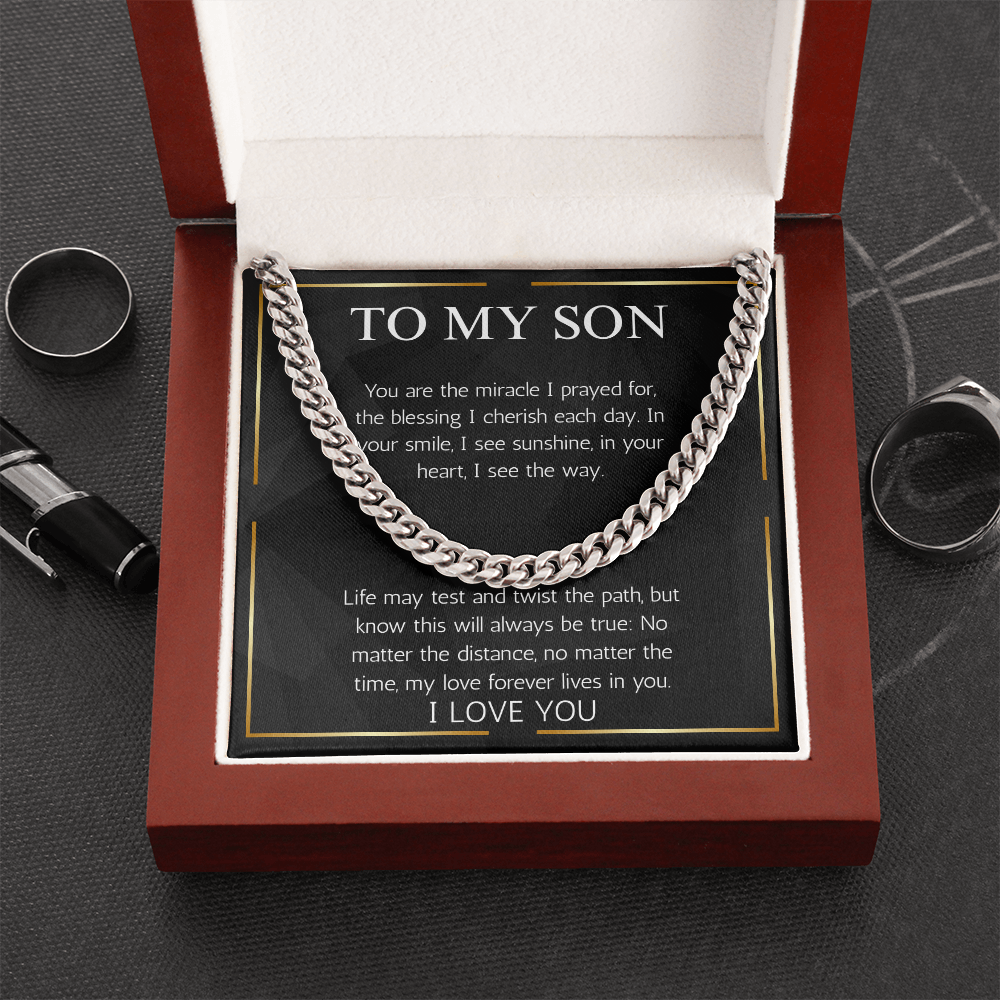 To My Son Gift Necklace From Dad Mom Jewelry Cuban Chain Necklace For Son Gift Birthday Christmas Graduation Gift From Father Mother