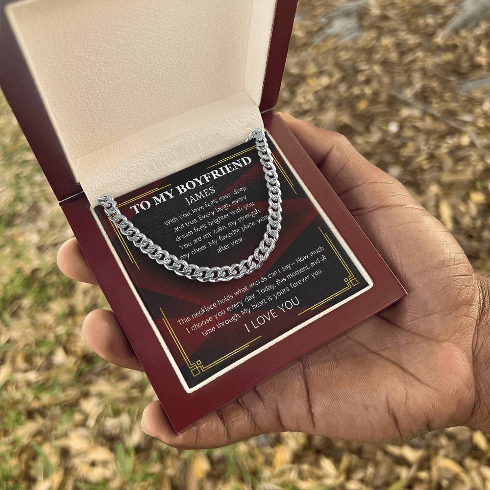 Boyfriend Cuban Chain Necklace, Birthday Necklace For Boyfriend, Boyfriend Necklace, Valentines Day, 1 year anniversary gift for boyfriend