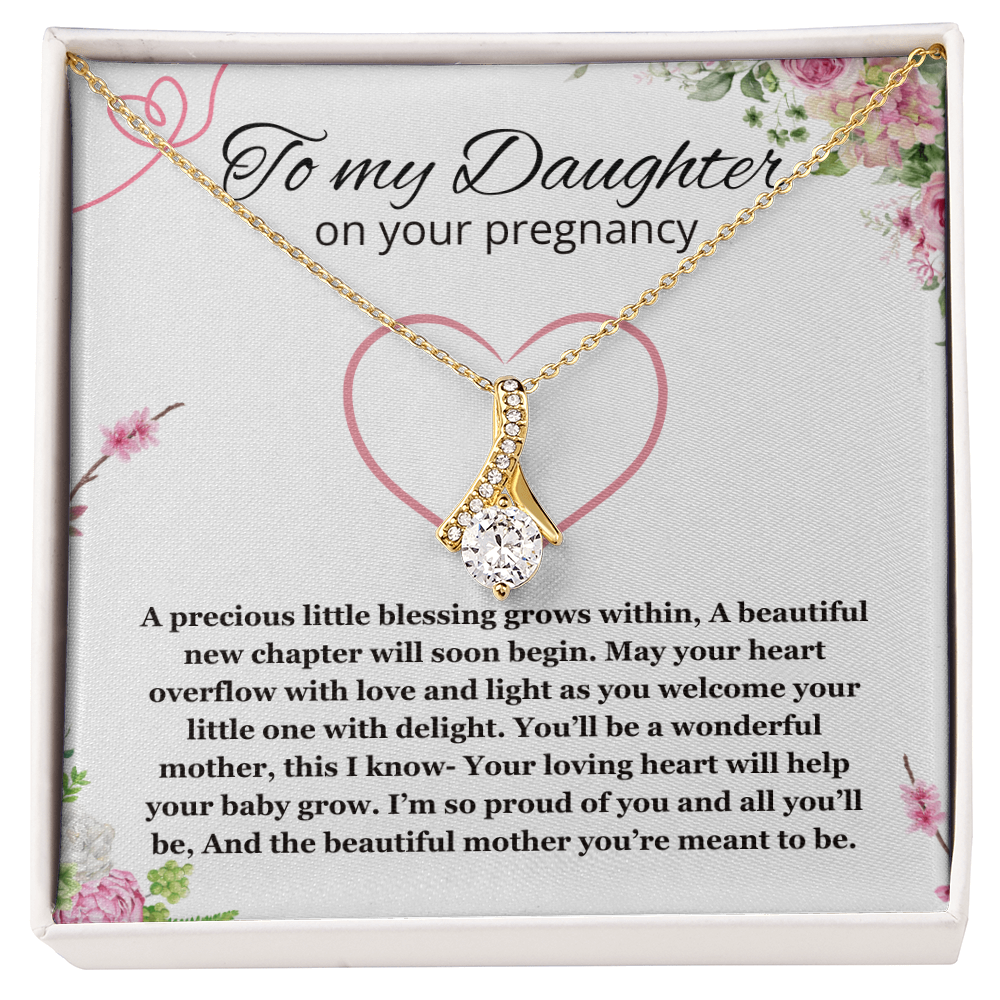 Daughter Pregnancy Gift for Baby Shower Necklace, Mom to be Jewelry Pregnant Daughter Gift from Mom Alluring Beauty