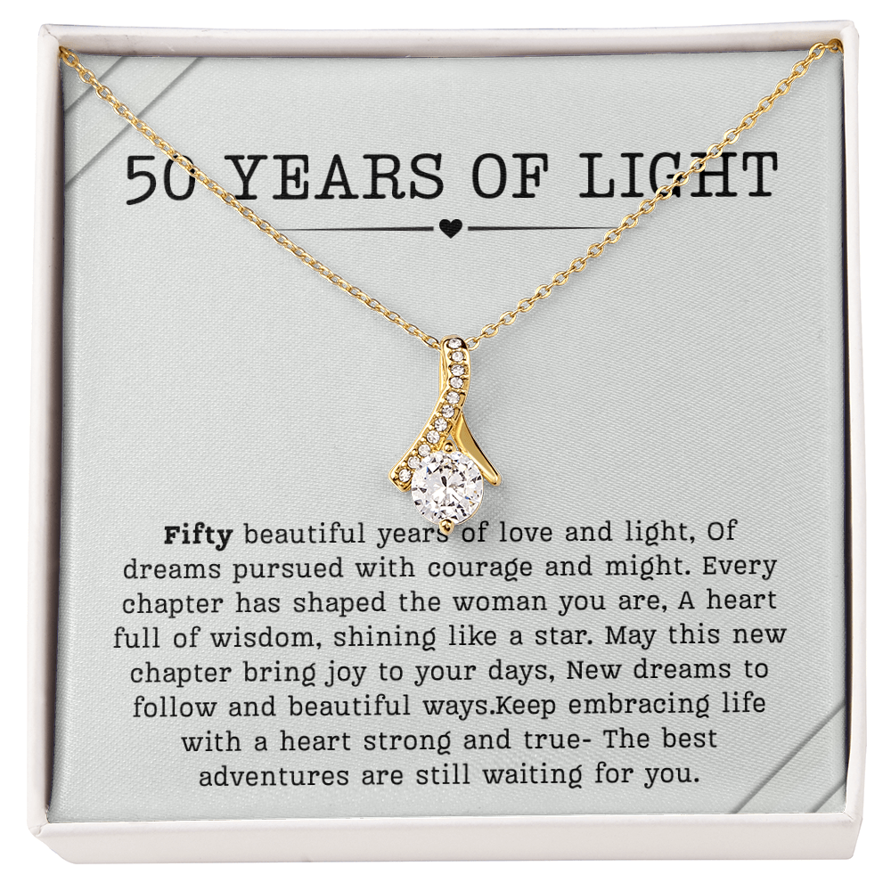 50th Birthday Necklace, Turning 50 Jewelry, Milestone Fifty Birthday Gift Alluring Beauty Present