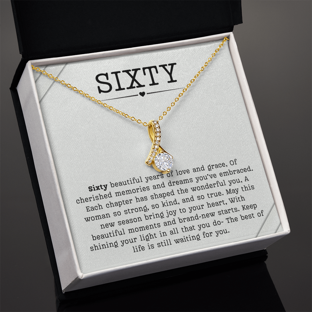 60th Birthday Necklace, Turning 60 Jewelry, Milestone sixty Birthday Gift Alluring Beauty Present
