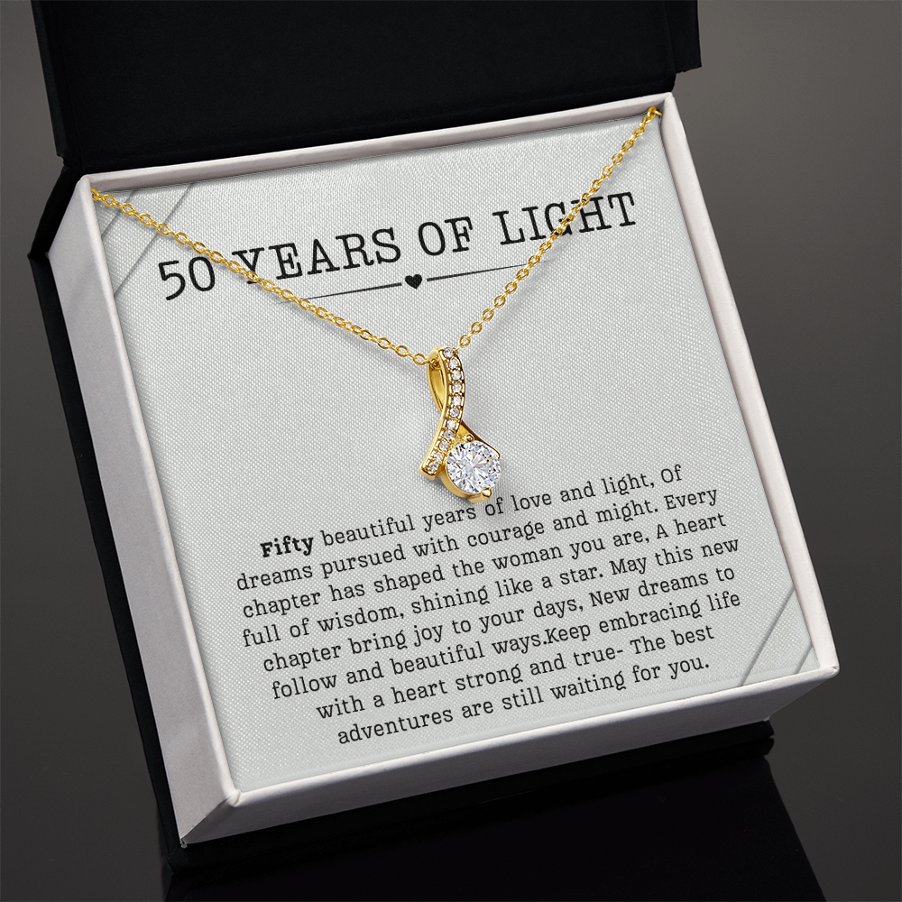 50th Birthday Necklace, Turning 50 Jewelry, Milestone Fifty Birthday Gift Alluring Beauty Present