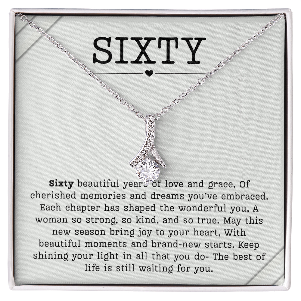 60th Birthday Necklace, Turning 60 Jewelry, Milestone sixty Birthday Gift Alluring Beauty Present