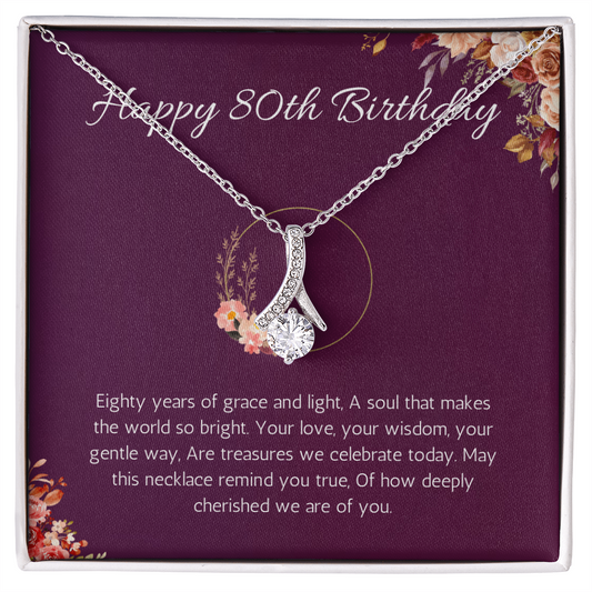 80th birthday gift for women, 80th birthday gift for mom, grandma, nana, Alluring Beauty gift necklace, 80th birthday jewelry necklace, turning 80