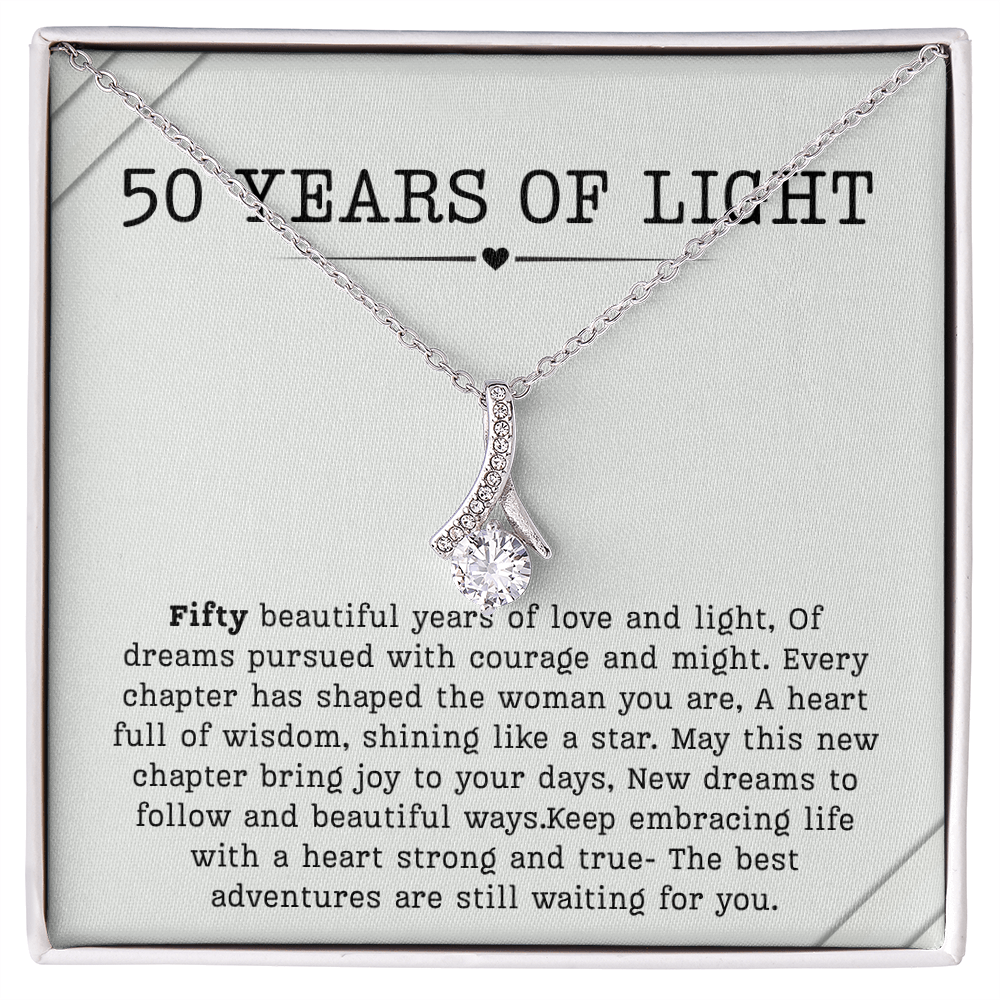 50th Birthday Necklace, Turning 50 Jewelry, Milestone Fifty Birthday Gift Alluring Beauty Present