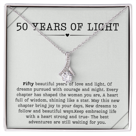 50th Birthday Necklace, Turning 50 Jewelry, Milestone Fifty Birthday Gift Alluring Beauty Present