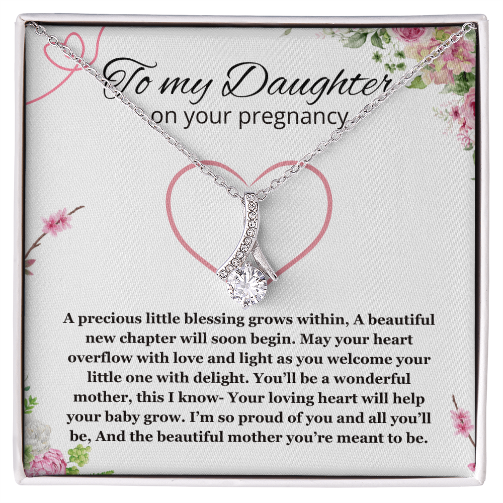 Daughter Pregnancy Gift for Baby Shower Necklace, Mom to be Jewelry Pregnant Daughter Gift from Mom Alluring Beauty