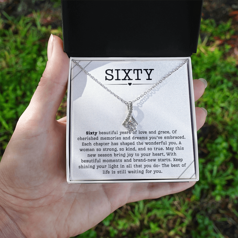 60th Birthday Necklace, Turning 60 Jewelry, Milestone sixty Birthday Gift Alluring Beauty Present