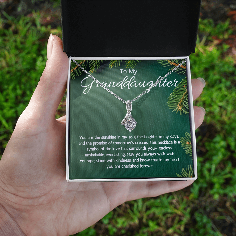 To My Granddaughter Gift Necklace from Grandma Grandpa Gift Birthday Christmas Graduation Alluring Beauty necklace from Grandfather Grandmother