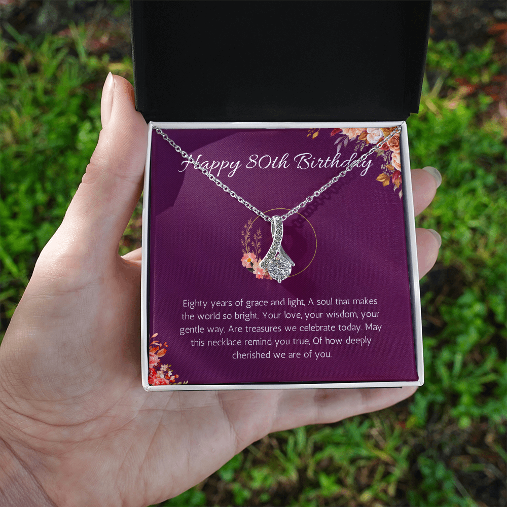 80th birthday gift for women, 80th birthday gift for mom, grandma, nana, Alluring Beauty gift necklace, 80th birthday jewelry necklace, turning 80