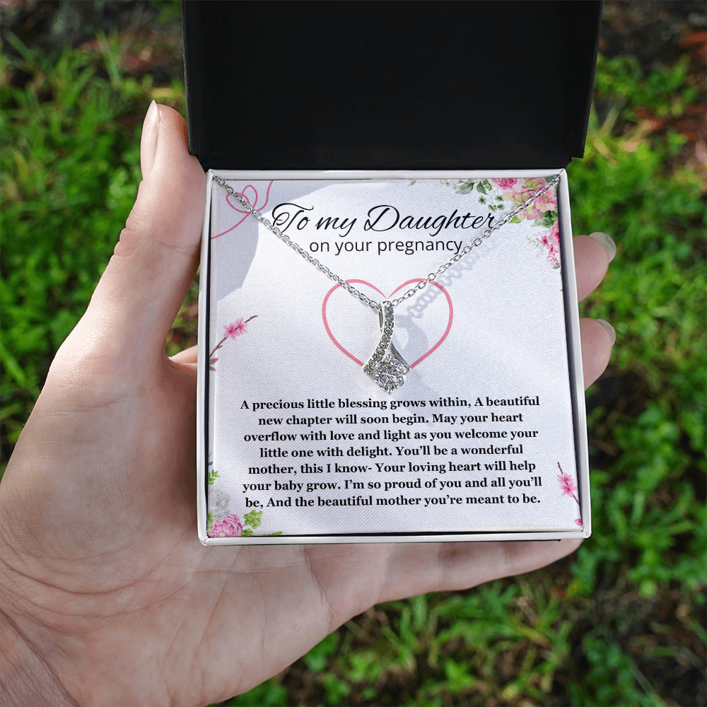 Daughter Pregnancy Gift for Baby Shower Necklace, Mom to be Jewelry Pregnant Daughter Gift from Mom Alluring Beauty