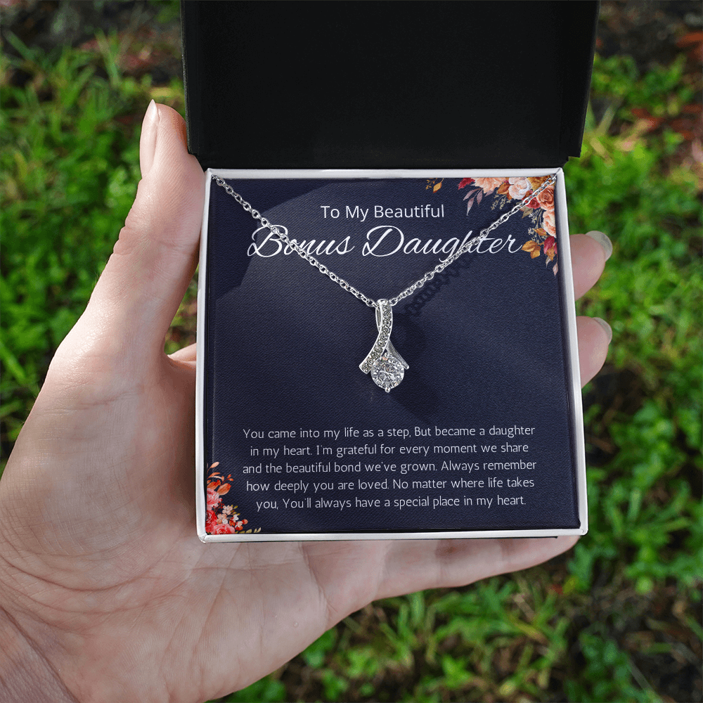 Step Daughter Gift Necklace Bonus Daughter Jewelry  Stepdaughter Gift from step mom stepdad Alluring Beauty