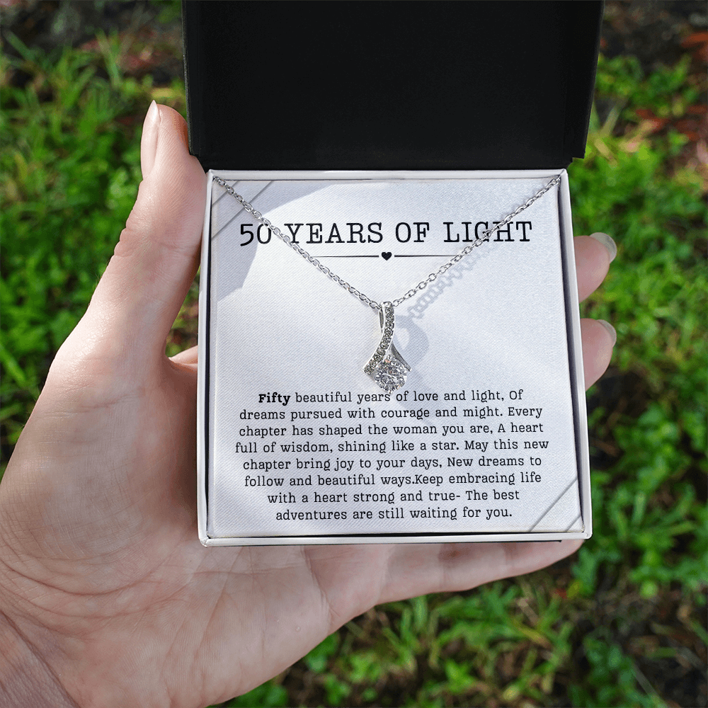 50th Birthday Necklace, Turning 50 Jewelry, Milestone Fifty Birthday Gift Alluring Beauty Present