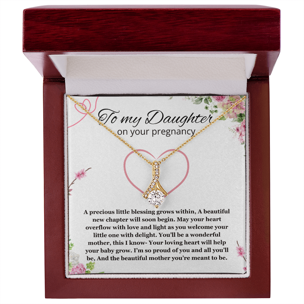 Daughter Pregnancy Gift for Baby Shower Necklace, Mom to be Jewelry Pregnant Daughter Gift from Mom Alluring Beauty