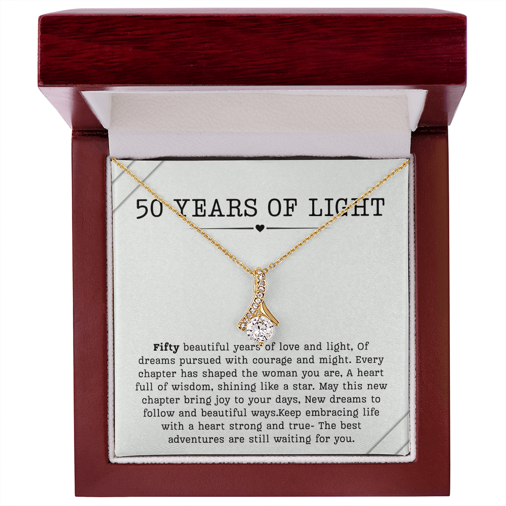 50th Birthday Necklace, Turning 50 Jewelry, Milestone Fifty Birthday Gift Alluring Beauty Present