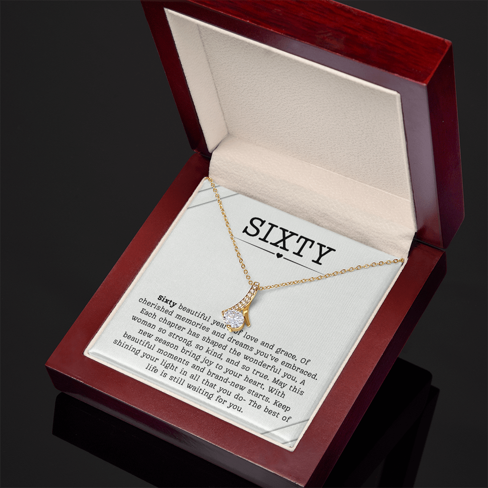 60th Birthday Necklace, Turning 60 Jewelry, Milestone sixty Birthday Gift Alluring Beauty Present