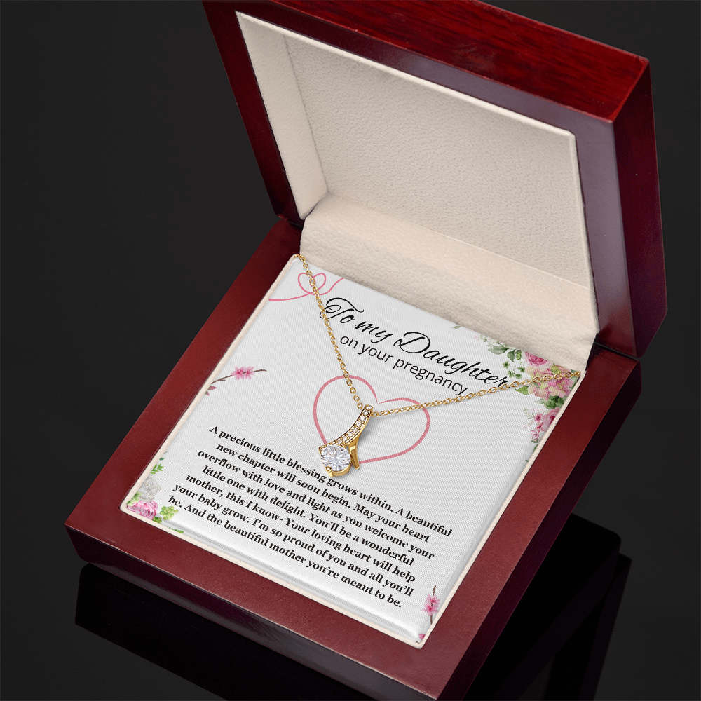 Daughter Pregnancy Gift for Baby Shower Necklace, Mom to be Jewelry Pregnant Daughter Gift from Mom Alluring Beauty