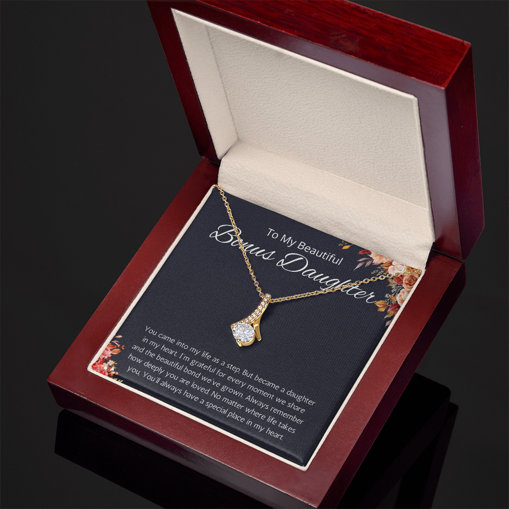 Step Daughter Gift Necklace Bonus Daughter Jewelry  Stepdaughter Gift from step mom stepdad Alluring Beauty