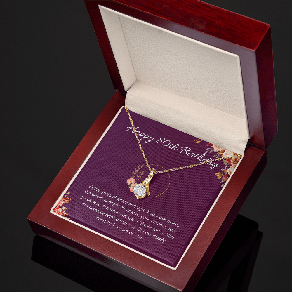 80th birthday gift for women, 80th birthday gift for mom, grandma, nana, Alluring Beauty gift necklace, 80th birthday jewelry necklace, turning 80