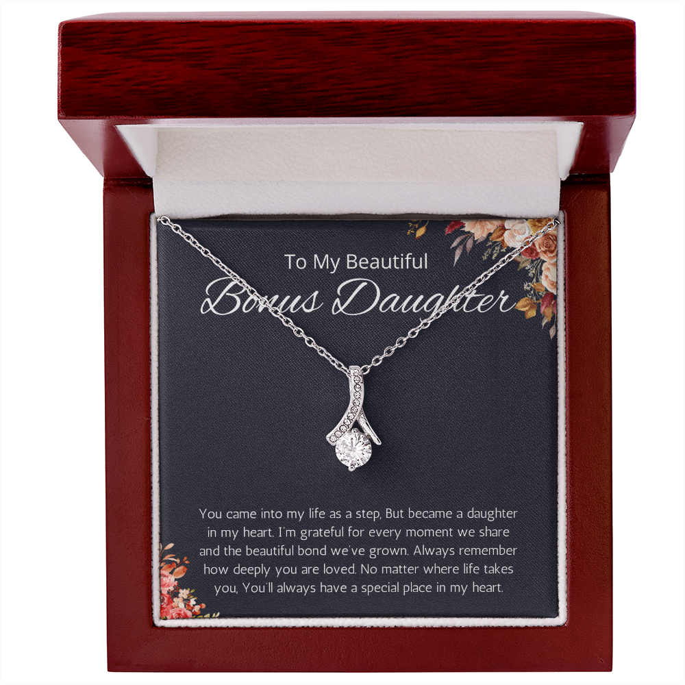 Step Daughter Gift Necklace Bonus Daughter Jewelry  Stepdaughter Gift from step mom stepdad Alluring Beauty