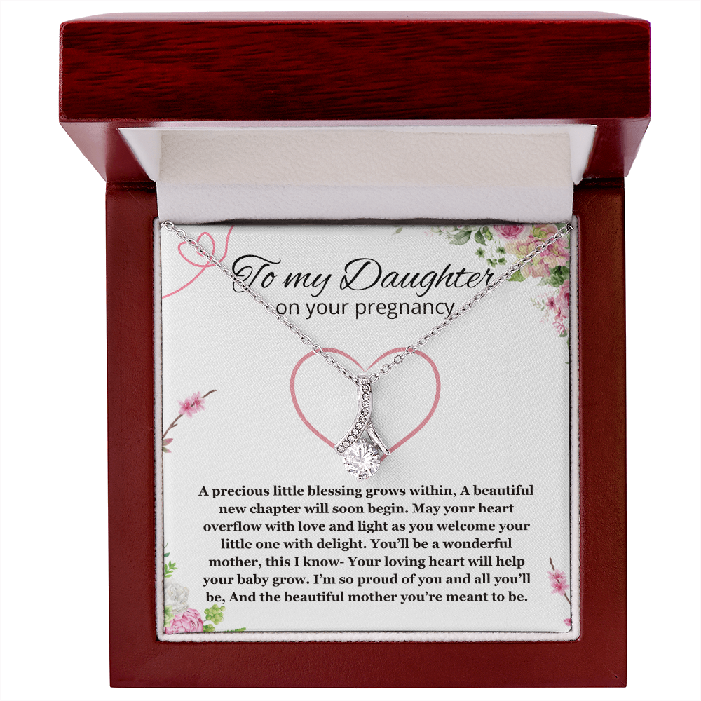 Daughter Pregnancy Gift for Baby Shower Necklace, Mom to be Jewelry Pregnant Daughter Gift from Mom Alluring Beauty