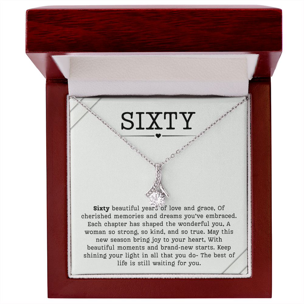 60th Birthday Necklace, Turning 60 Jewelry, Milestone sixty Birthday Gift Alluring Beauty Present