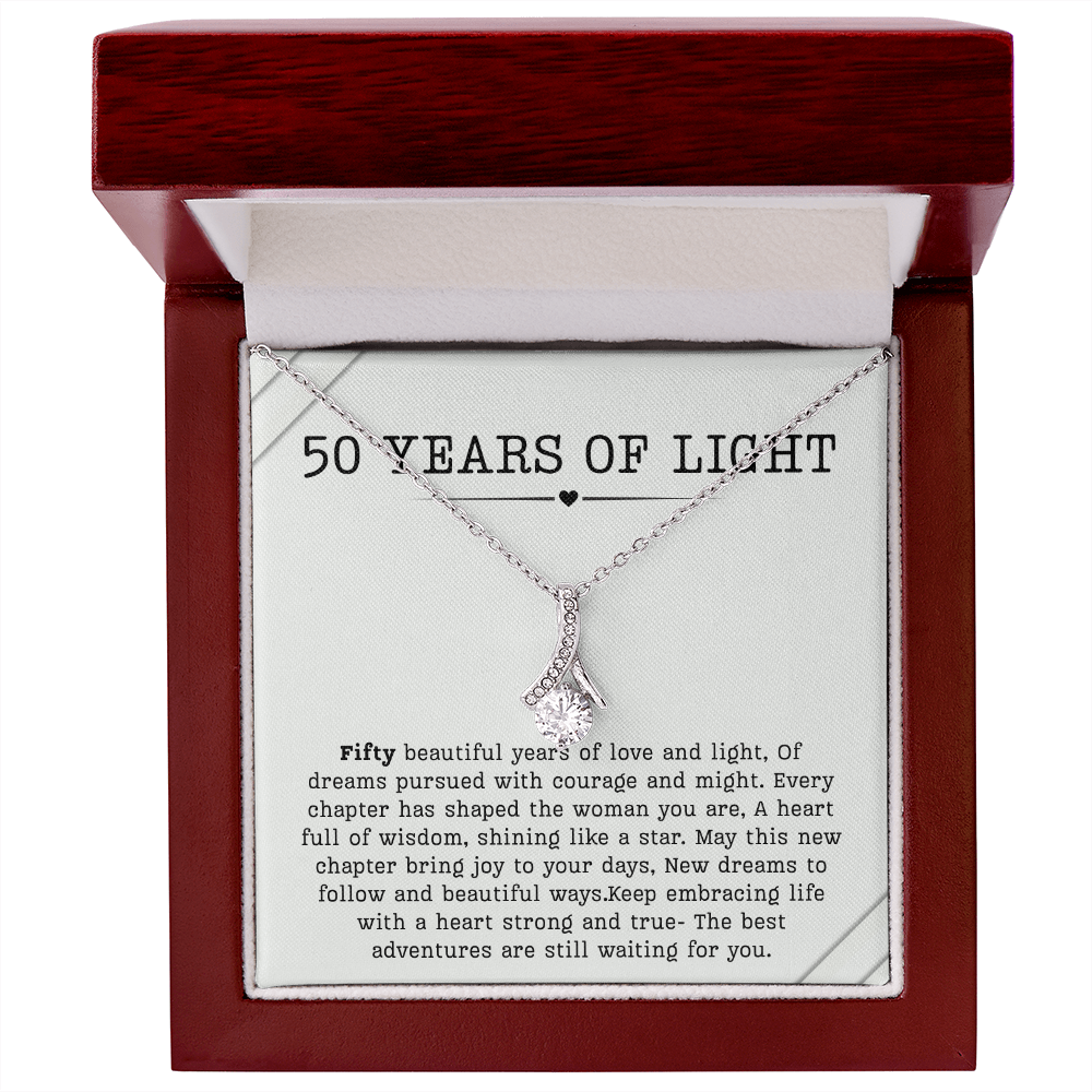 50th Birthday Necklace, Turning 50 Jewelry, Milestone Fifty Birthday Gift Alluring Beauty Present
