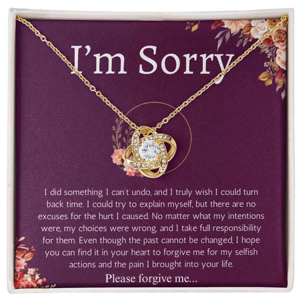 I'm Sorry Gift Apology Gift For Her Love Knot Necklace Please Forgive me Gift Wife, Girlfriend, Friend, Forgiveness Jewelry