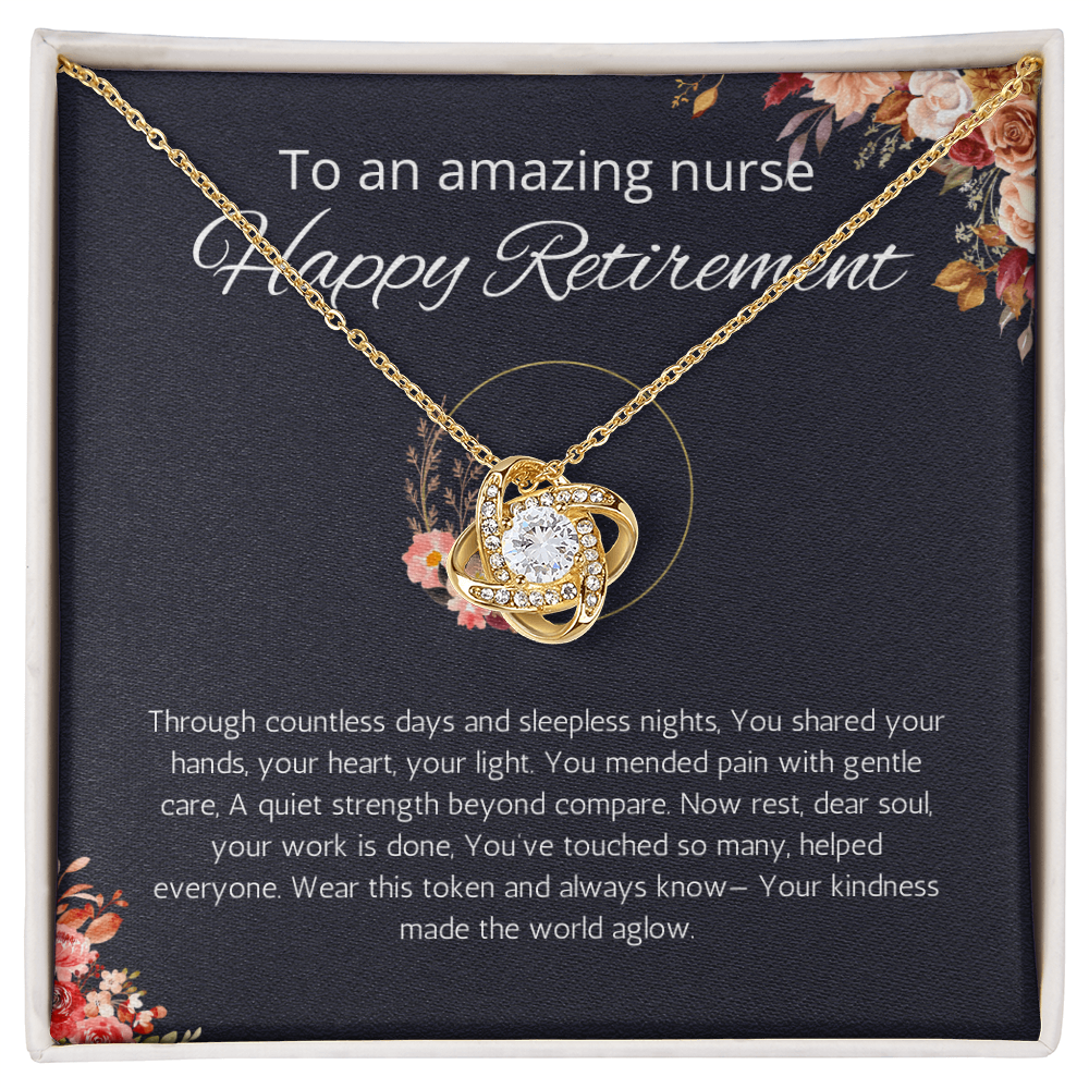 Nurse Retirement Gift, Love Knot Necklace For Nurse Retirement, Jewelry Gift For Retired Nurse, RN Retired Gifts, Nurse Retirement Party Gift