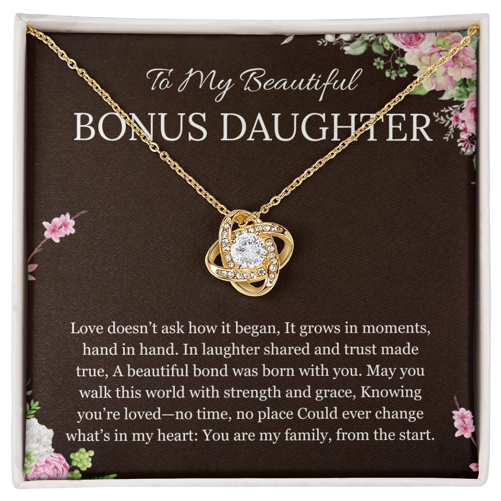 Step Daughter Gift Necklace, Gift Necklace for Bonus Daughter, Stepdaughter Birthday, Wedding Gift, Love Knot Necklace from Step Dad Mom