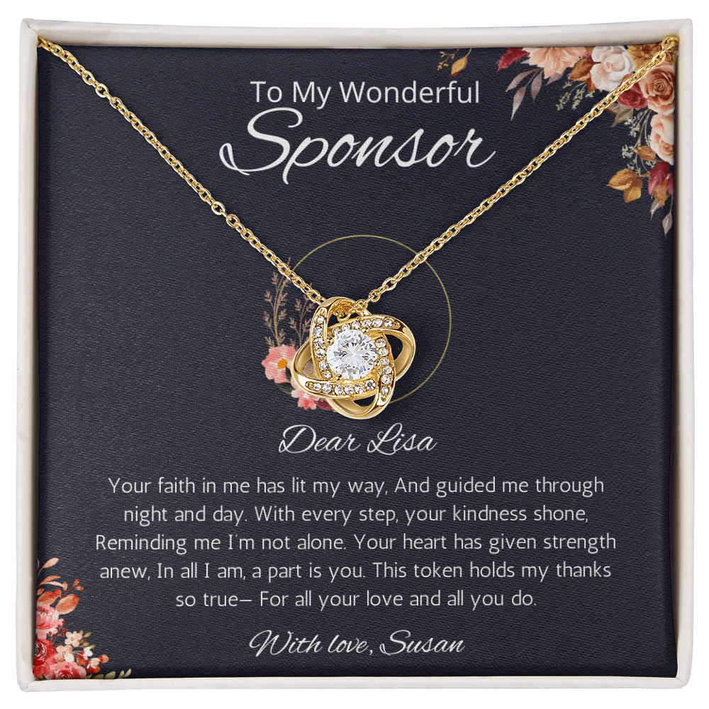 Sponsor Gift Necklace, Personalized Love Knot Necklace For Sponsor, Wedding sponsor Gift, Confirmation Gift Necklace for Sponsor