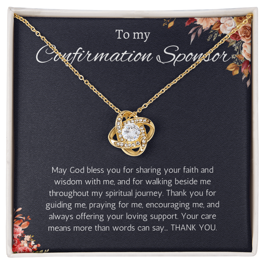 Confirmation Sponsor Gift for Women, Catholic Sponsor Gifts Thank you Gift Sponsor Confirmation Love Knot Jewelry Necklace