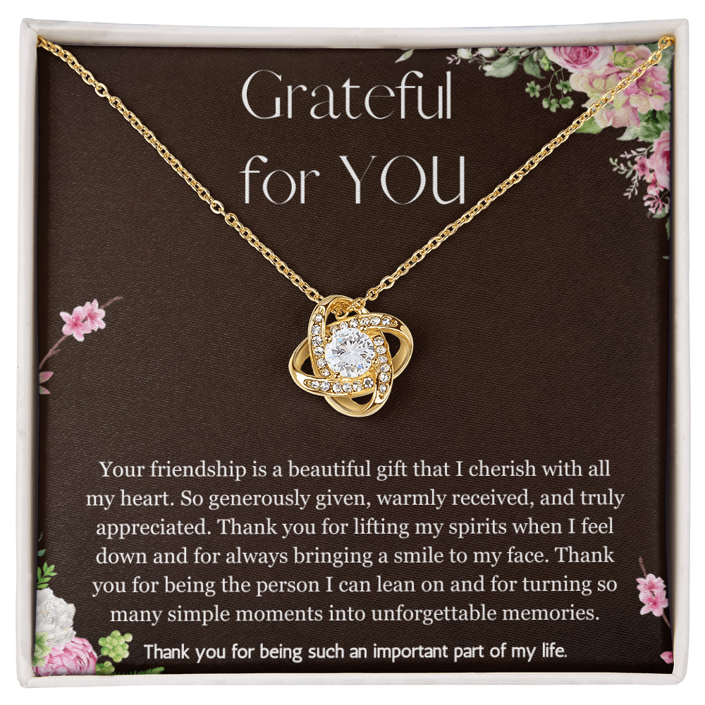 Appreciation Gift Thank you Gift for Friend,  Best Friend Gift, Gratitude Gift, Best Friend Necklace Love Knot Jewelry