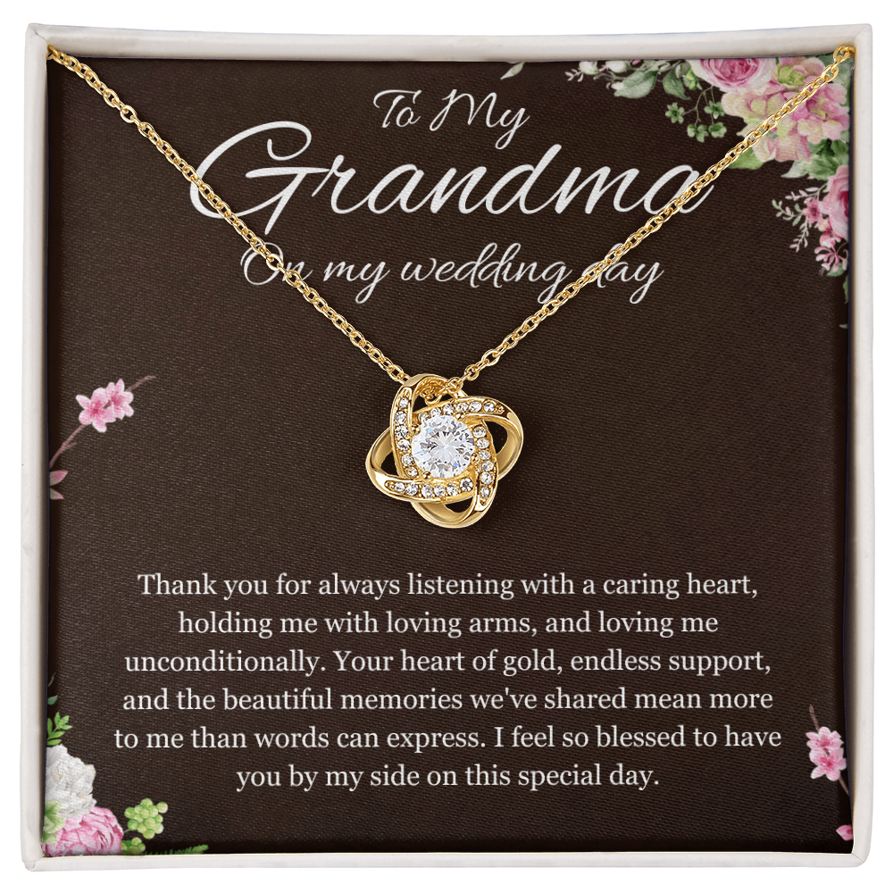 Grandmother of the Bride Gift Necklace Gift to Grandma on Wedding Day Bride Jewelry Love Knot  Present