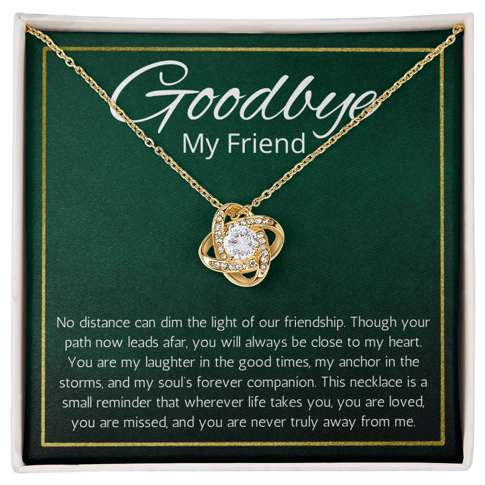 Going Away Gift for Friend Moving farewell Necklace Love Knot Jewelry BFF Bestie Goodbye Present