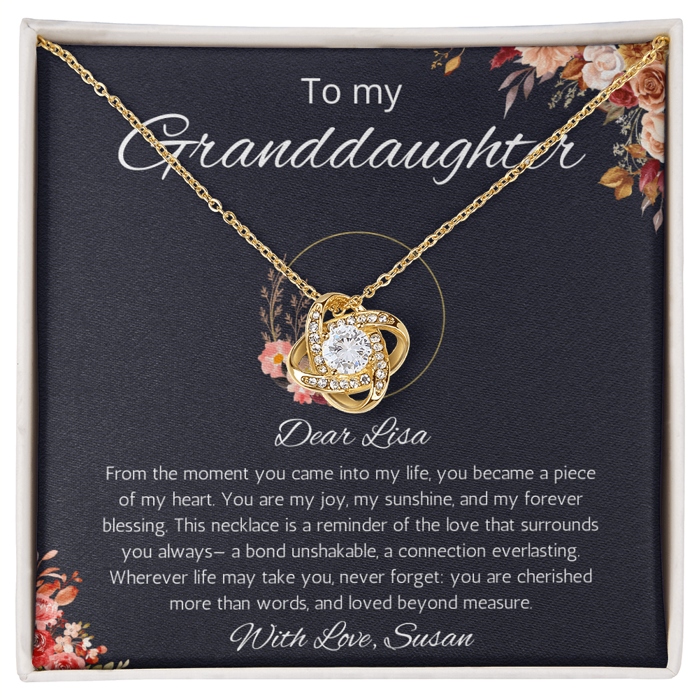 To My Granddaughter Gift Necklace from Grandma Grandpa Personalized Gift Birthday Christmas Graduation Gift Love Knot necklace