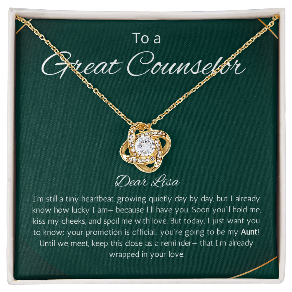 Counselor Gift Necklace, Personalized Love Knot Gift Necklace, Counselor Thank You Jewelry, Social Worker, LMSW, School Counselor Gift Necklace