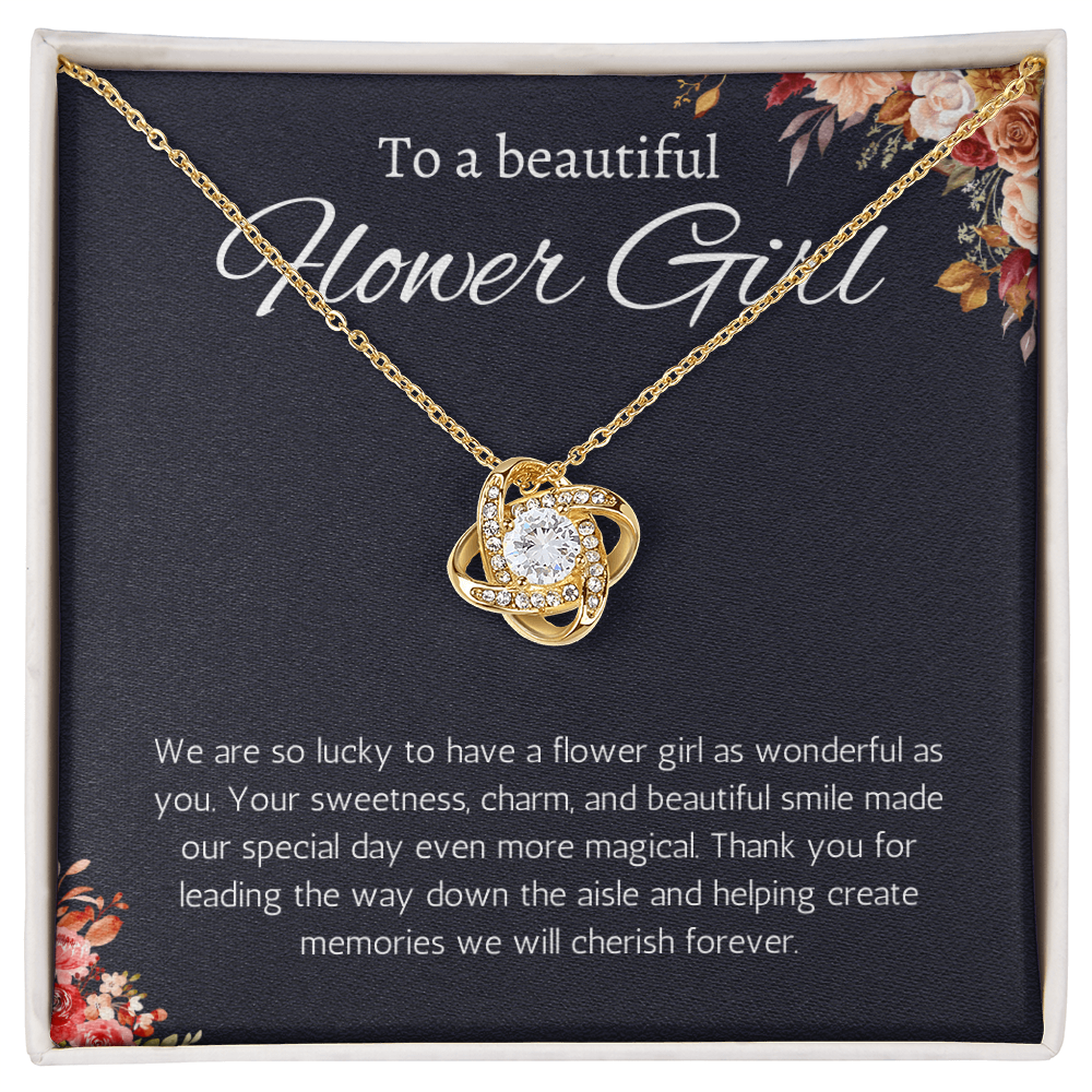 Flower Girl Gift Necklace Flower Girl Thank You Gift Flower Girl Wedding Gift Wedding Bridal Party Love knot Jewelry