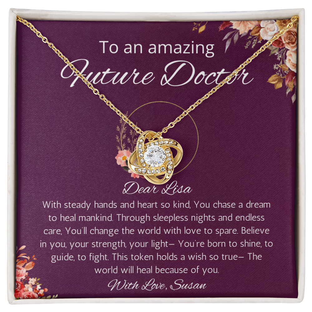 Future Doctor Gift Necklace, Personalized Love Knot Gift Jewelry For Doctor, Medical Student Gift Necklace, Med Student Gift