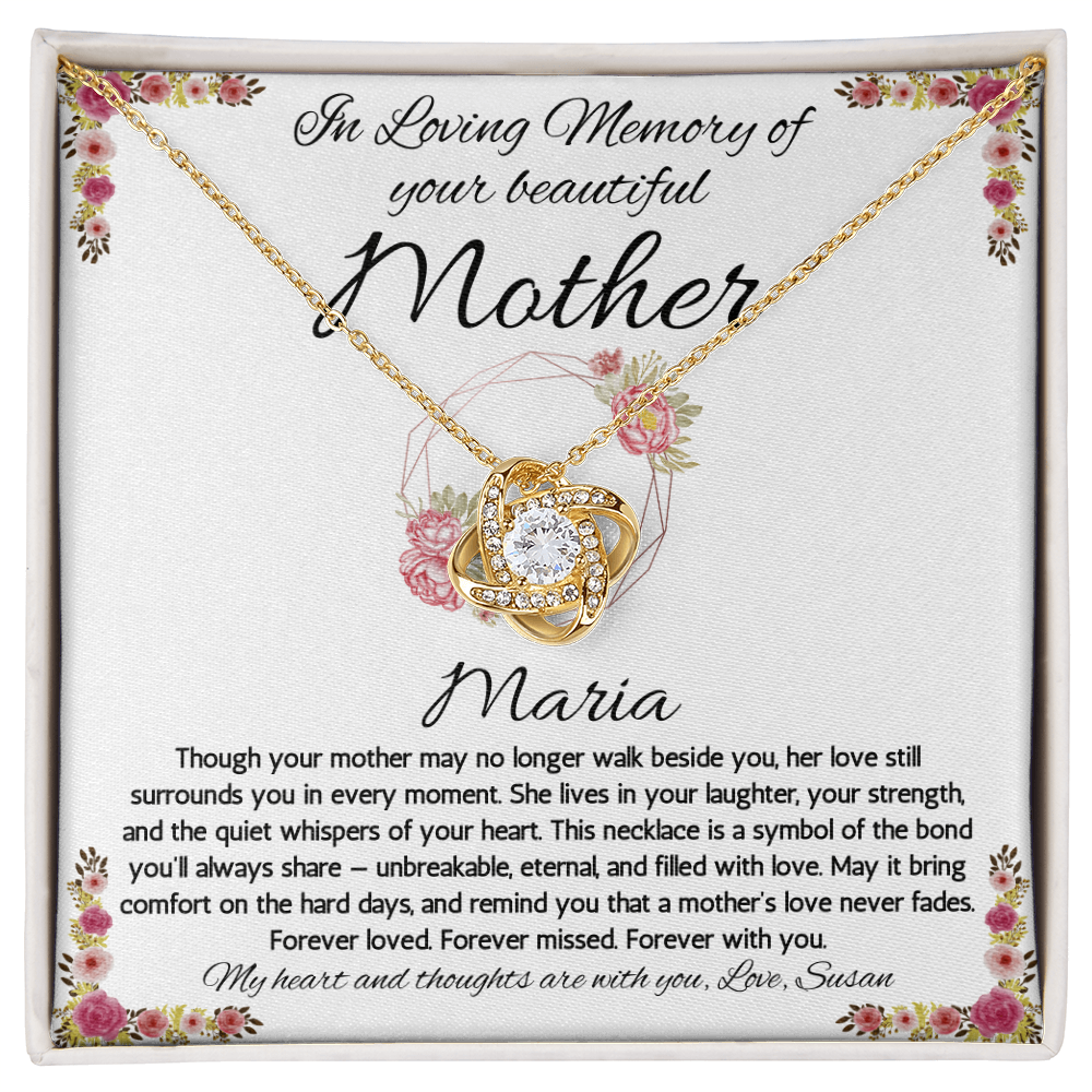 Sympathy Gift Loss of Mother, Memorial Gift for Loss of Mother, Jewelry for Daughter, In Memory of Mom, Condolence Gift, Loss of Mom Gift, Love Knot Necklace