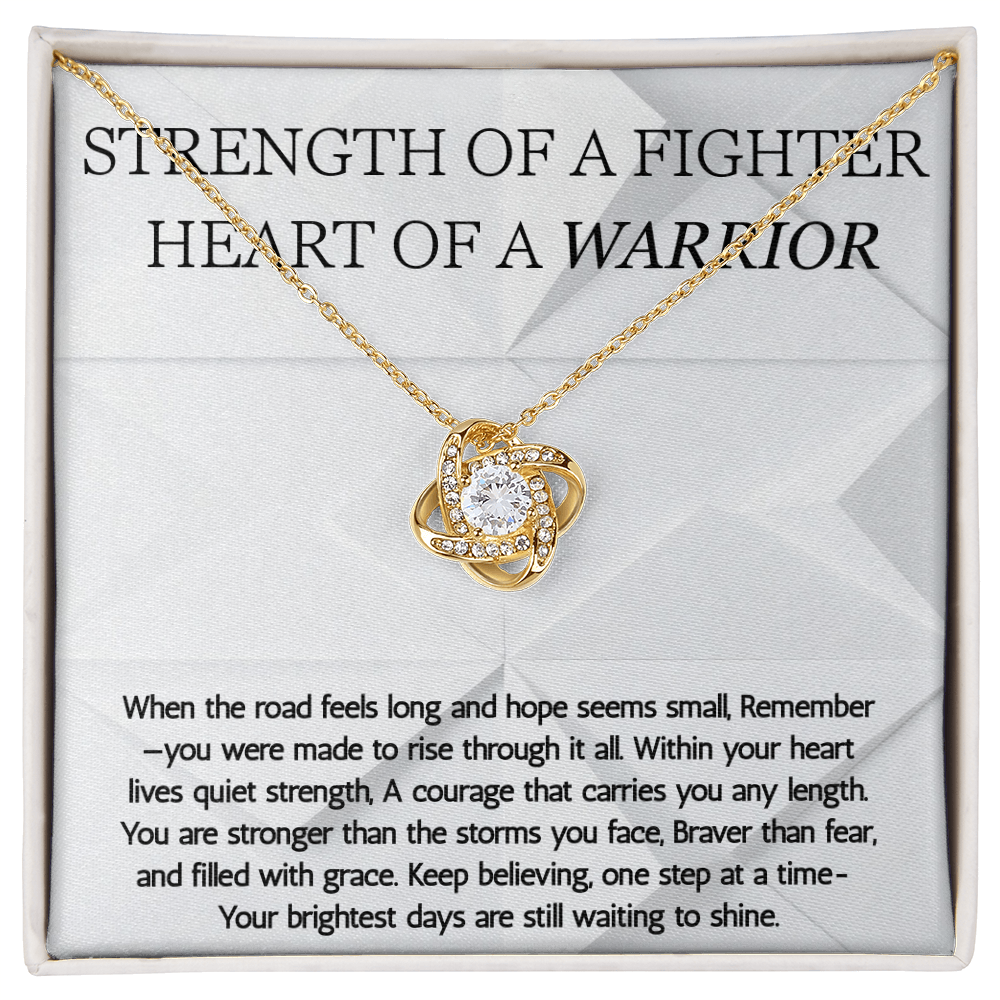 Warrior Love Knot Necklace, Strength of a Fighter Jewelry, Encouragement Gift