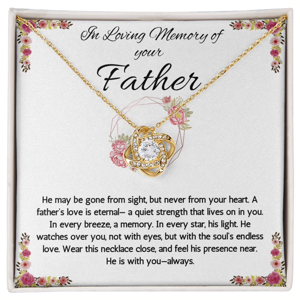 Loss of Father Gift, Dad Memorial Jewelry, Condolence, Remembrance, Sorry for your Loss Love Knot Necklace to Daughter