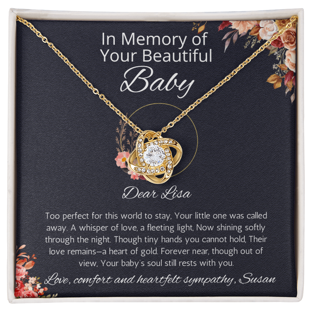 Baby Loss Gift, Infant Loss Gift, Personalized Love Knot Necklace, Loss of Baby Jewelry, Pregnancy Loss, Condolence Gift Necklace for mom