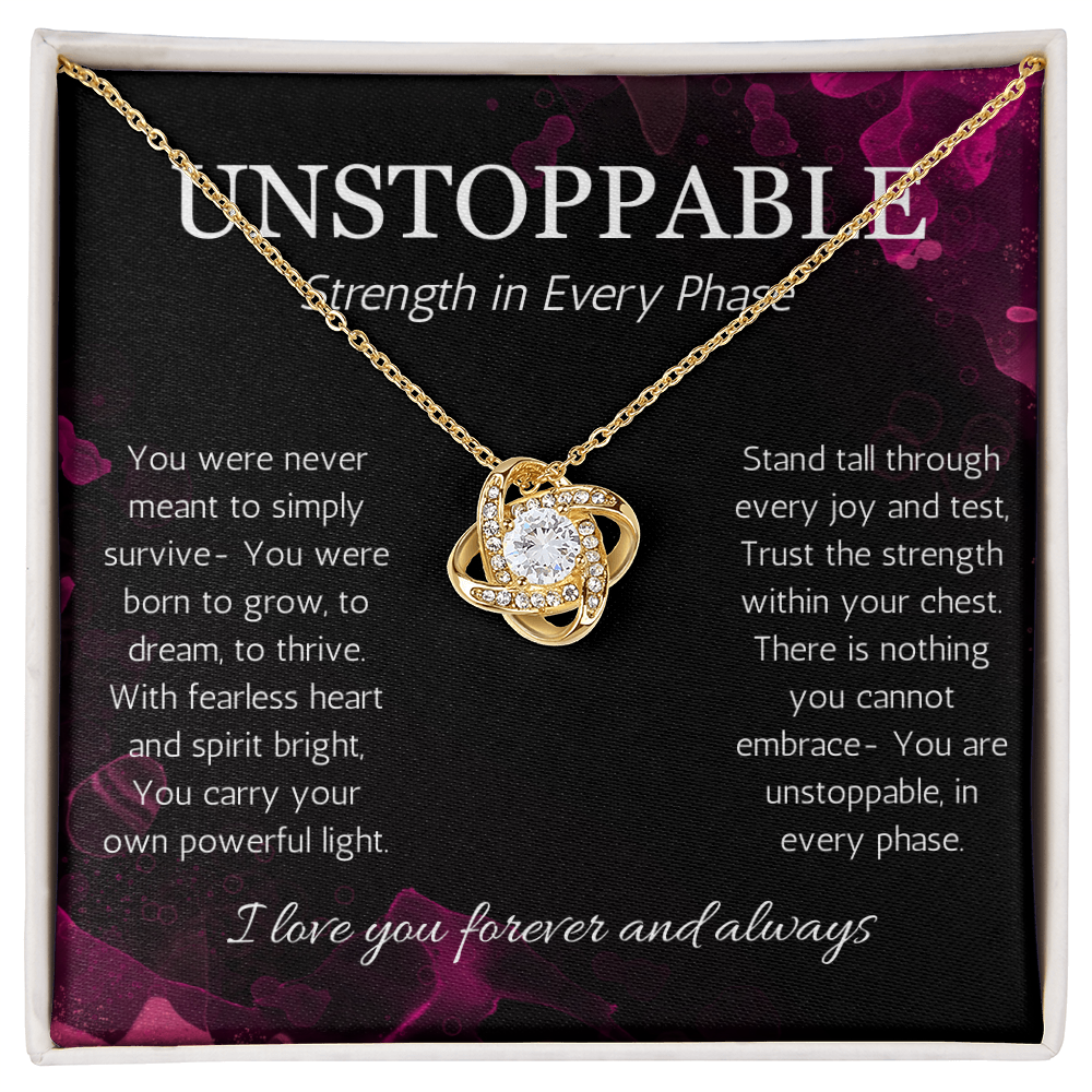 Empowerment Necklace, Resilience Necklace Unstoppable Strong Woman Jewelry Gift Love Knot Present