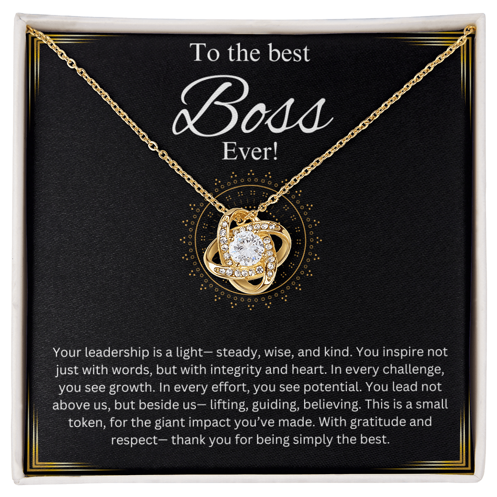 Boss Lady Jewelry, Company Head Necklace, Office Co worker, Executive, Chief, Manager Love Knot Gift