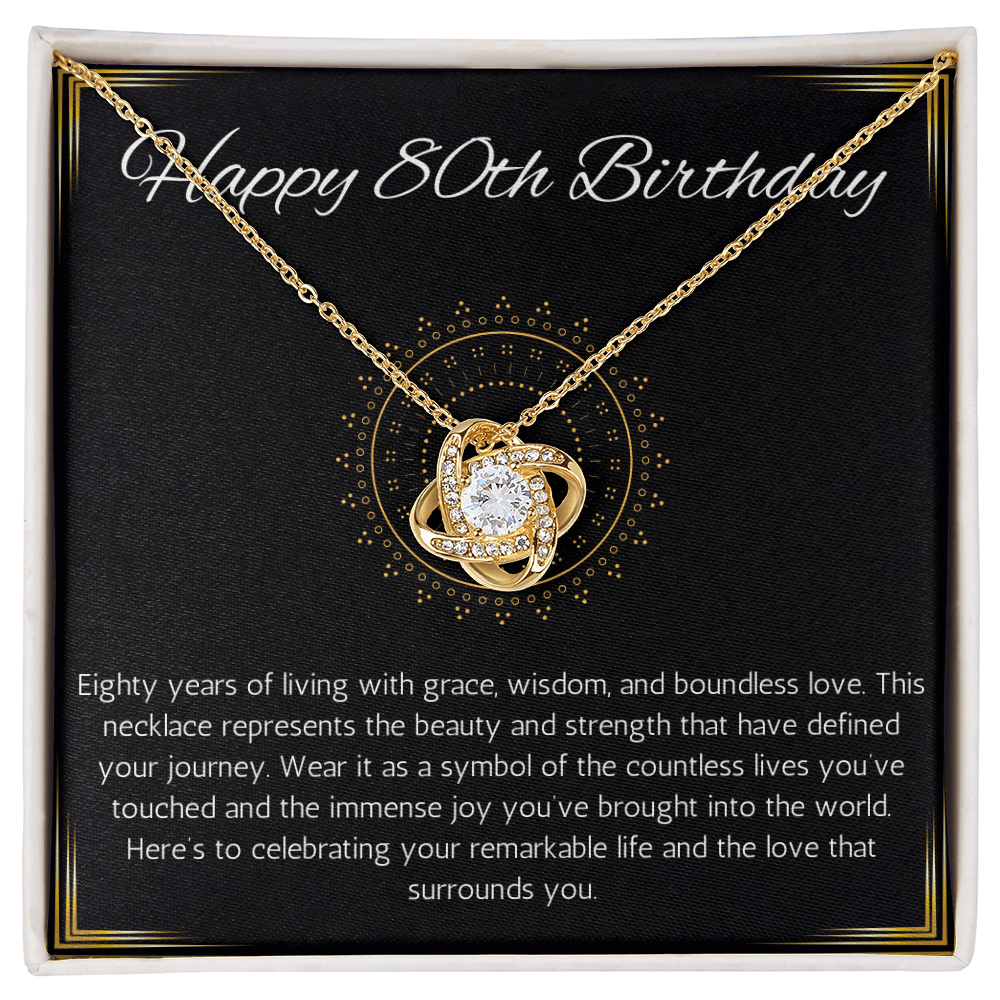 80th birthday gift for women, 80th birthday gift for mom, grandma, nana, love knot gift necklace, 80th birthday jewelry necklace, turning 80