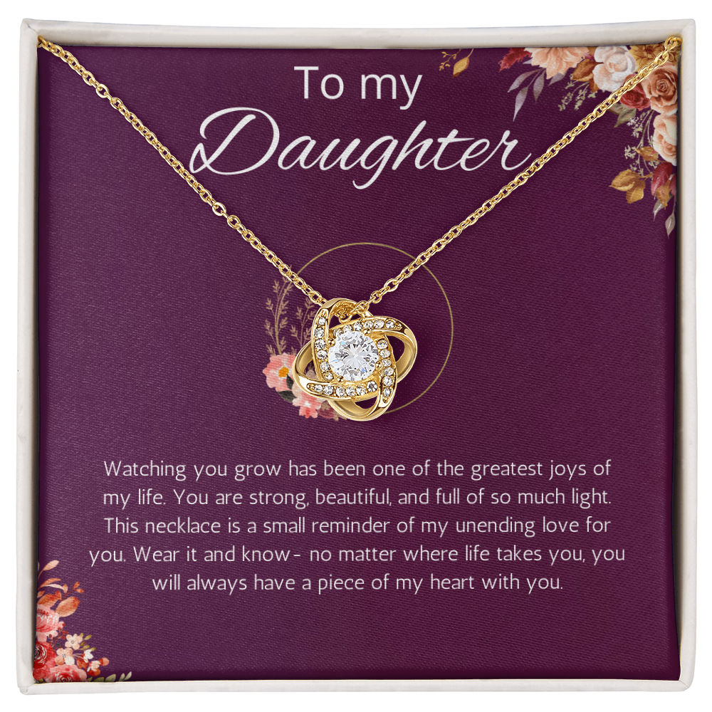 Daughter Gift Necklace from Mom, Dad Birthday Gift for Daughter Graduation Gift Jewelry Christmas Gift from Father Love Knot Necklace